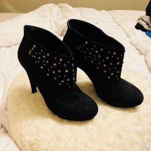 BCBGeneration Black suede studded booties 9.5